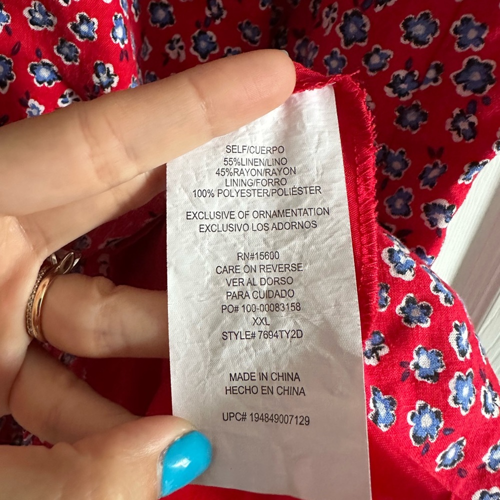 Red, White, & Blue Floral Flutter Sleeve Sundress - Picture 6 of 6
